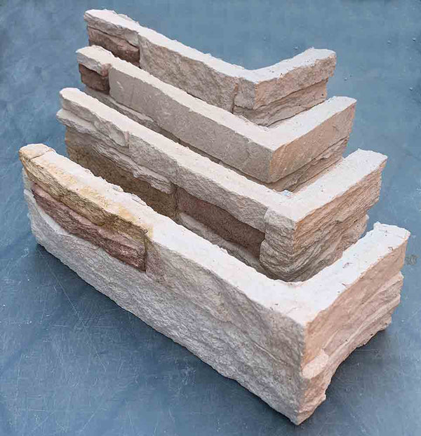 Modulado Fino 5617. Stacked Stone in Modular Panels. Warm Cream/Yellow Shades. Groutless Application.