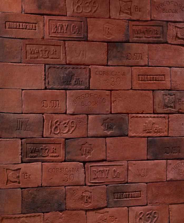 Fabrica-London 7009. Brick Veneer at 1" Thickness and 6×12" Size. Captivating Style Replicates Ancient Bricks Laid Sideways.