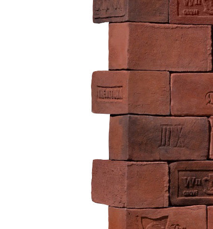 Fabrica-London 7009. Brick Veneer at 1" Thickness and 6×12" Size. Captivating Style Replicates Ancient Bricks Laid Sideways.