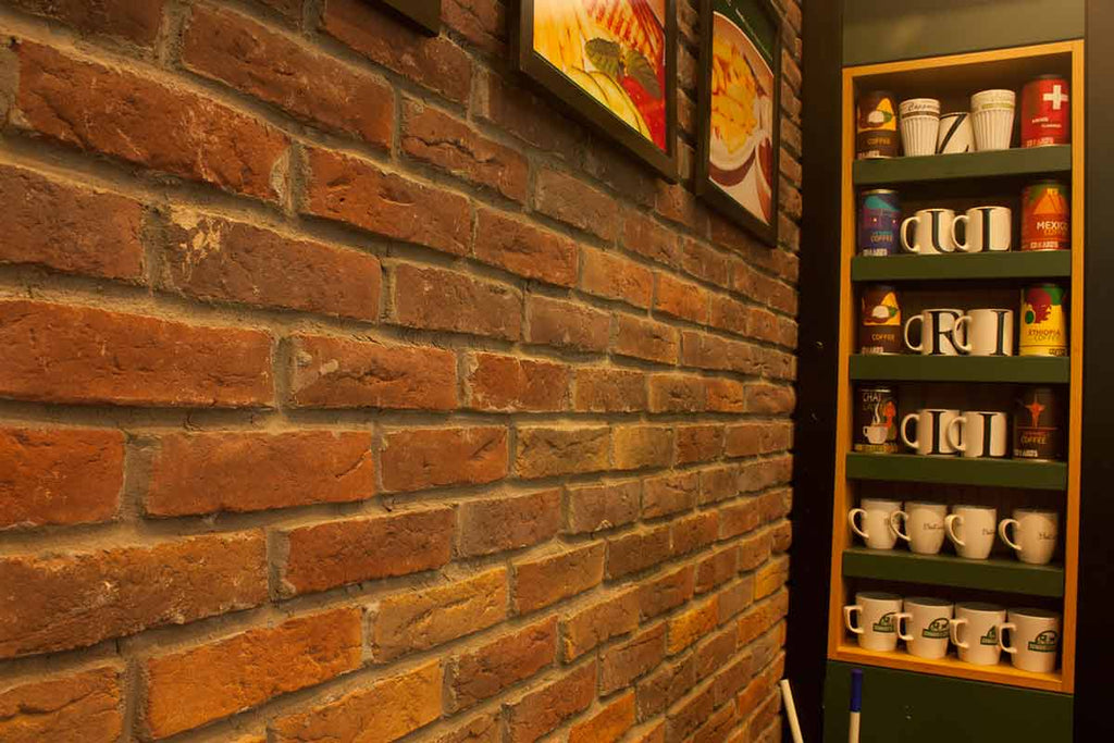 Antique Brick 2906. Weathered Thin Brick Veneer in 0.5″ Thickness. Distressed Surface with Authentic Aged Feel.