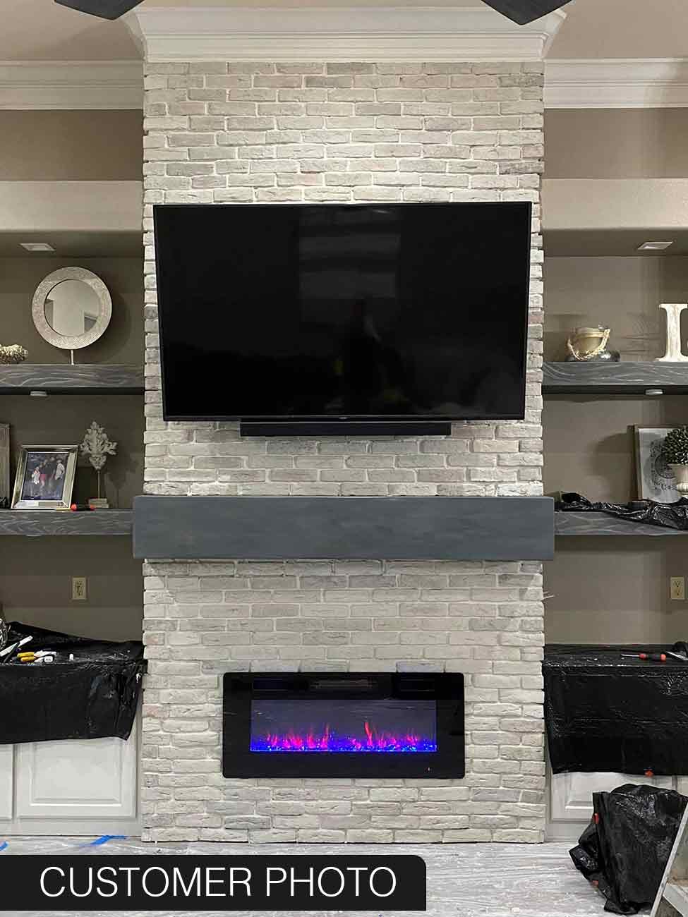 Renewed Antique Brick 2902. Light Gray & Off White Thin Brick Veneer. Hand-Touched Texture with Aged Appeal.