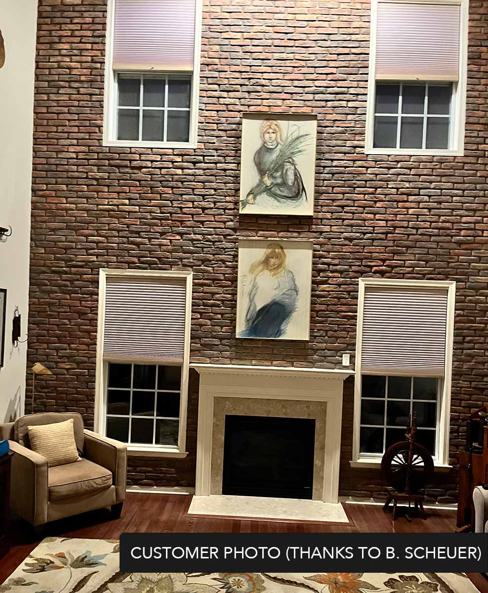 Antique Brick 2906. Weathered Thin Brick Veneer in 0.5″ Thickness. Distressed Surface with Authentic Aged Feel.