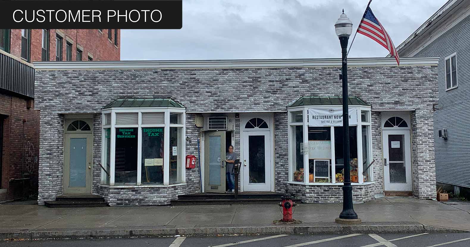 Renewed Antique Brick 2919. Thin Brick Veneer in Varying Shades of Gray. Time-Weathered Surface with Distressed Corners. Half-Inch in Thickness.