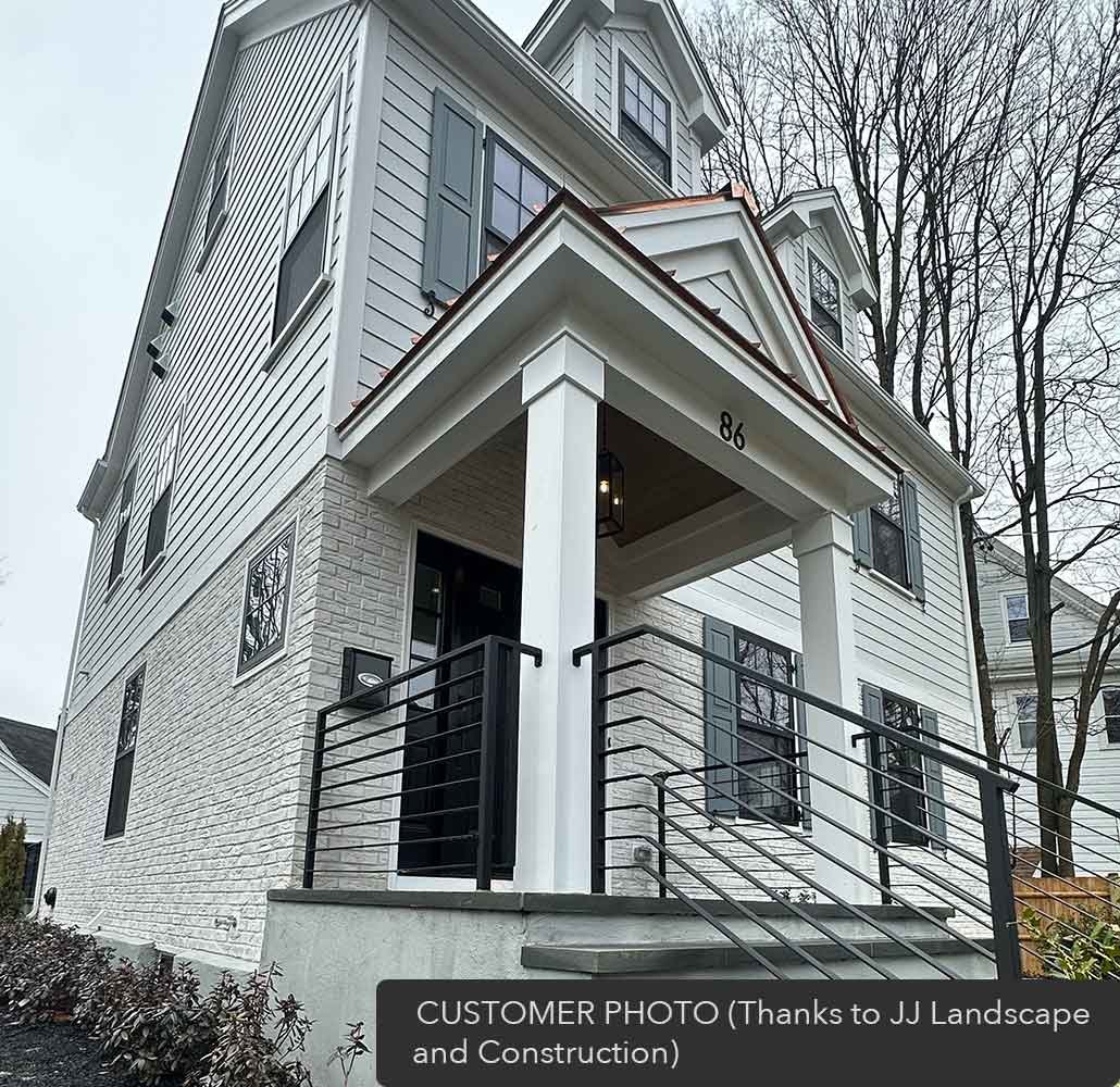 Aura Brick 1000. White Brick Veneer in Half-Inch Thickness. 2-1/4 by 8" in size. Weathered Style.