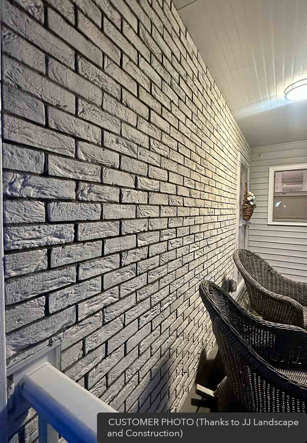 Aura Brick 1000. White Brick Veneer in Half-Inch Thickness. 2-1/4 by 8" in size. Weathered Style.