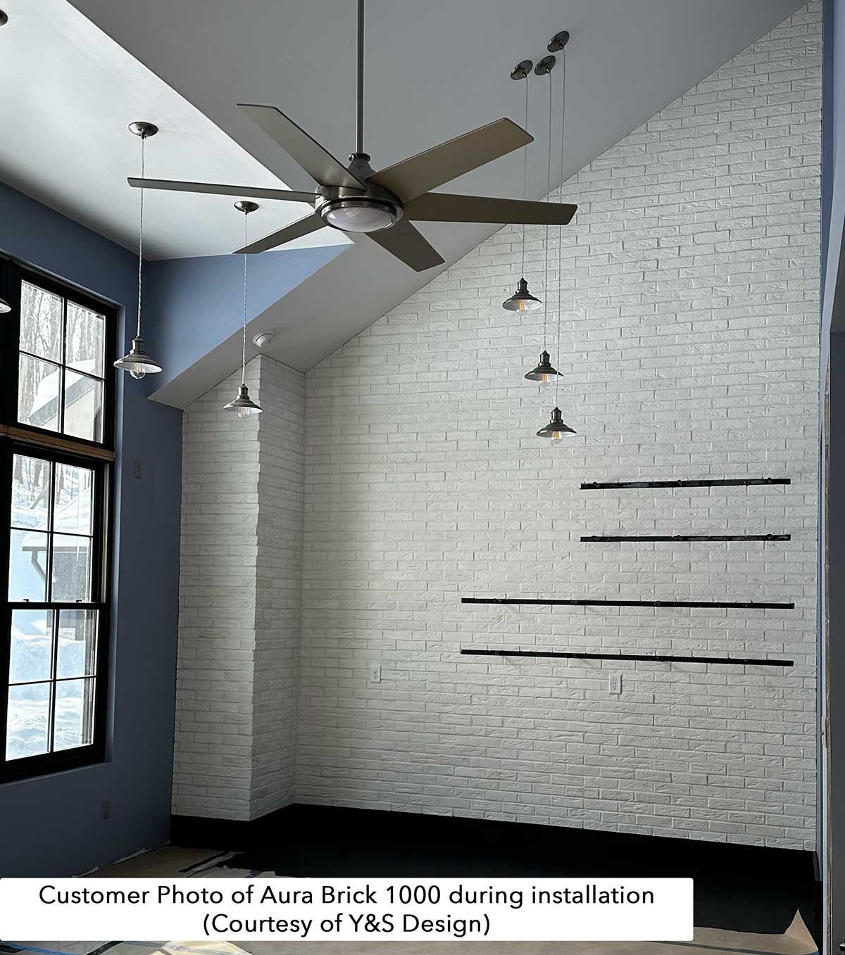 Aura Brick 1000. White Brick Veneer in Half-Inch Thickness. 2-1/4 by 8" in size. Weathered Style.