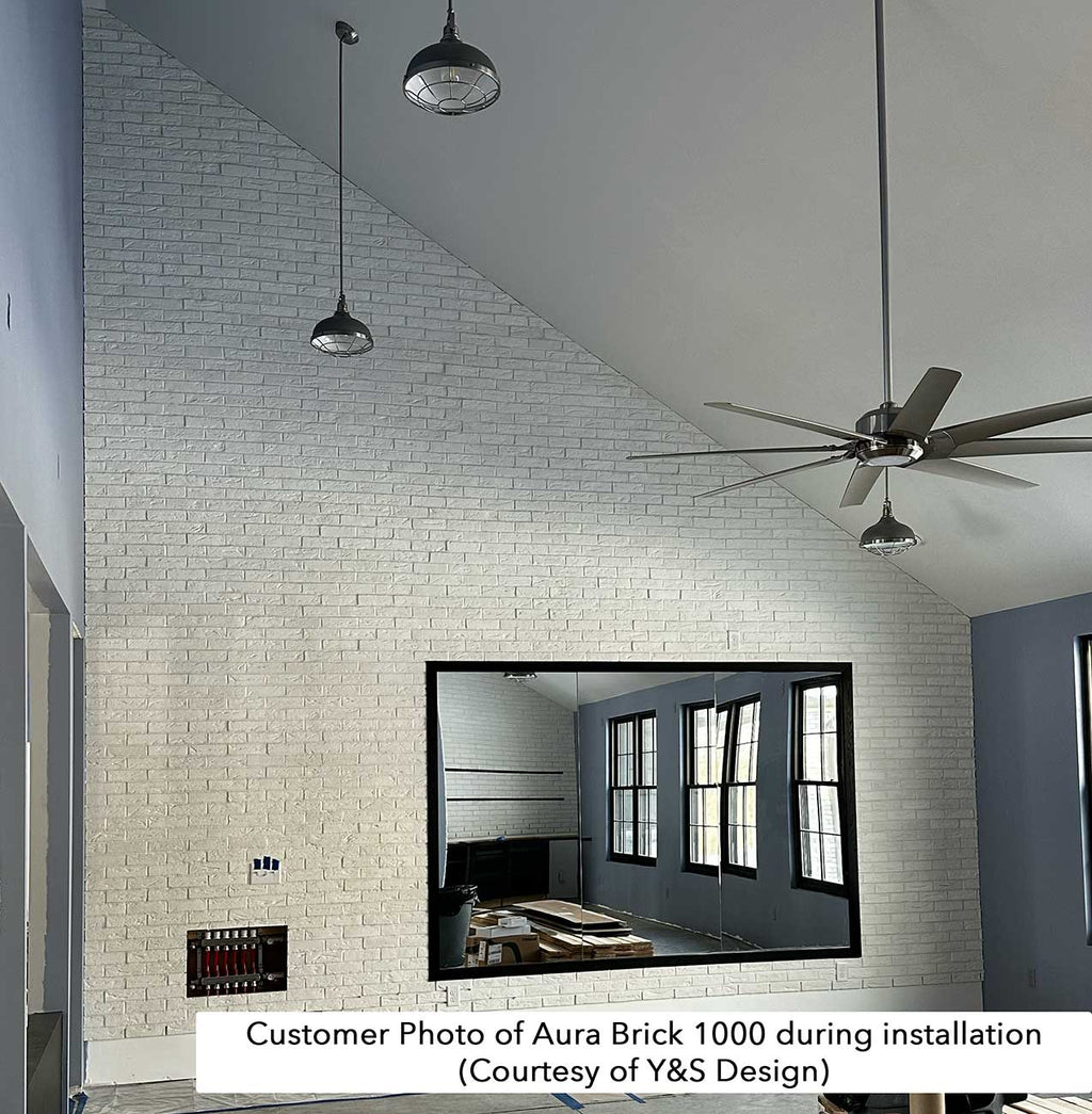 Aura Brick 1000. White Brick Veneer in Half-Inch Thickness. 2-1/4 by 8" in size. Weathered Style.