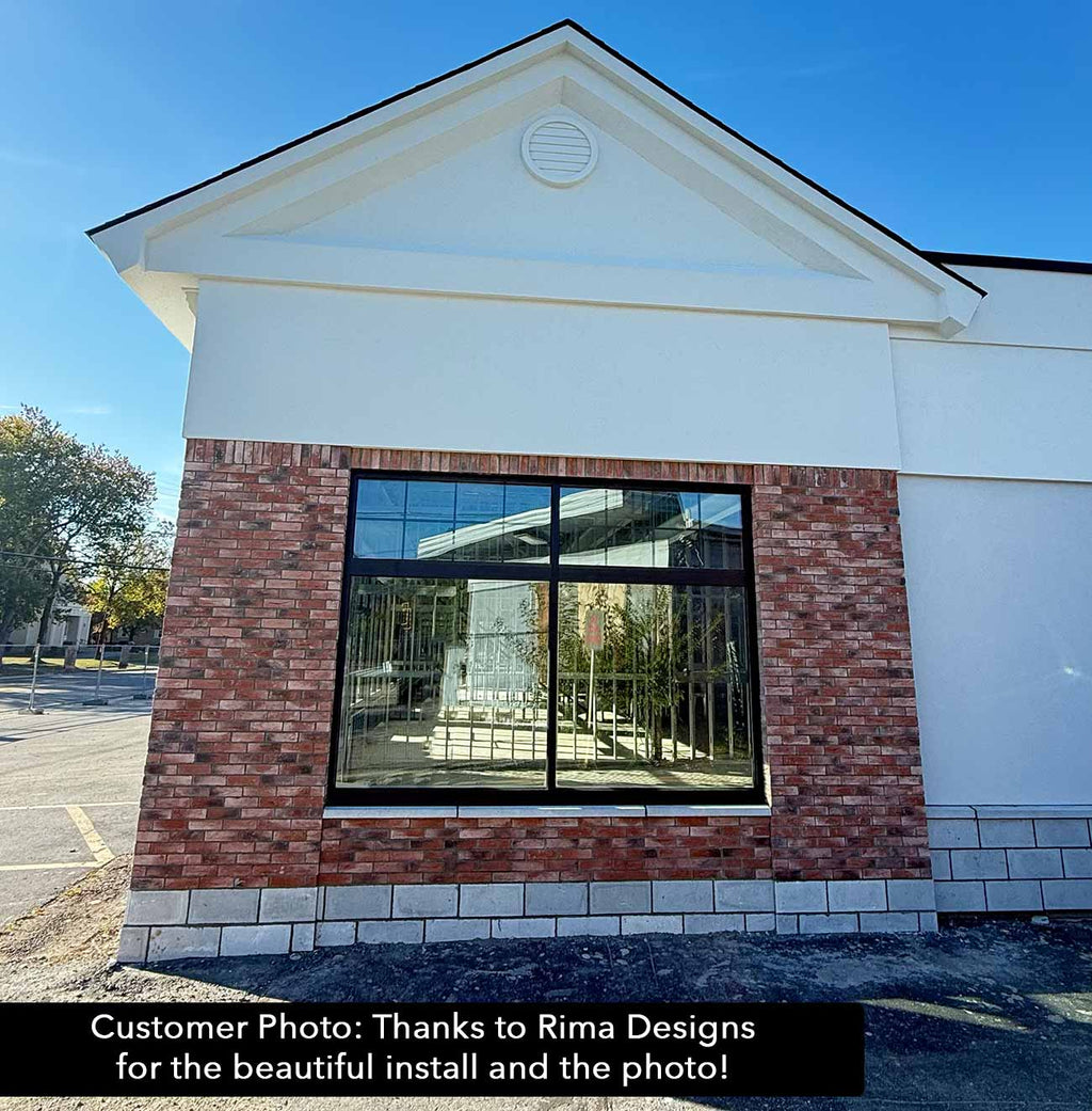 Aura Brick 1005. Earthy Toned Thin Brick Veneer with Peach Background. Half-Inch Thickness. Handcrafted Appearance with Worn Corners.
