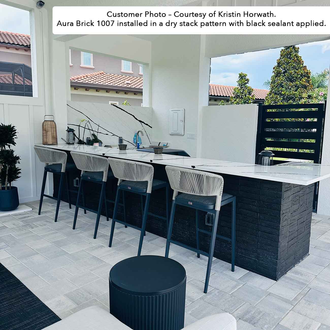 Aura Brick 1007. Smoky Charcoal Thin Brick Veneer. 1/2″ Thickness. Timeworn Surface with Rustic Charm.