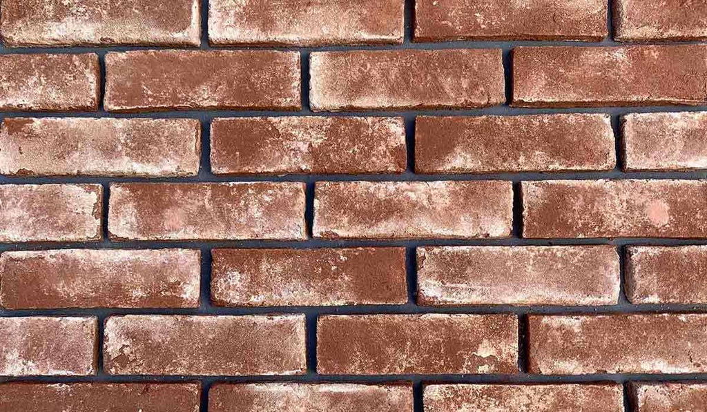 Modular Whitewashed Thin Brick Veneer. Aged and Weather-Beaten Finish with Subtle Distress.