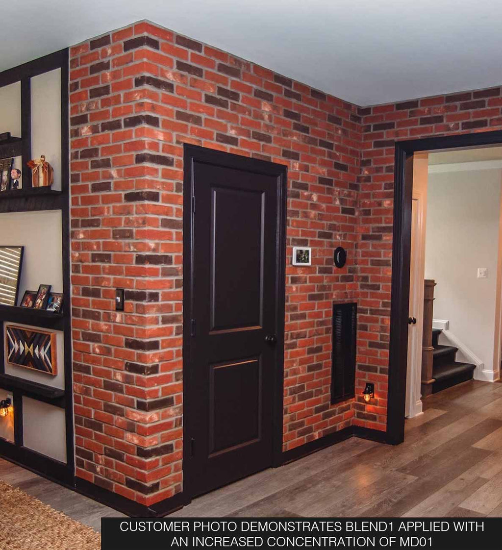 Blend 1 (Modular Thin Brick Veneer). Unique Blend of Four Distinct Textures and Colors for a Rich, Layered Finish.