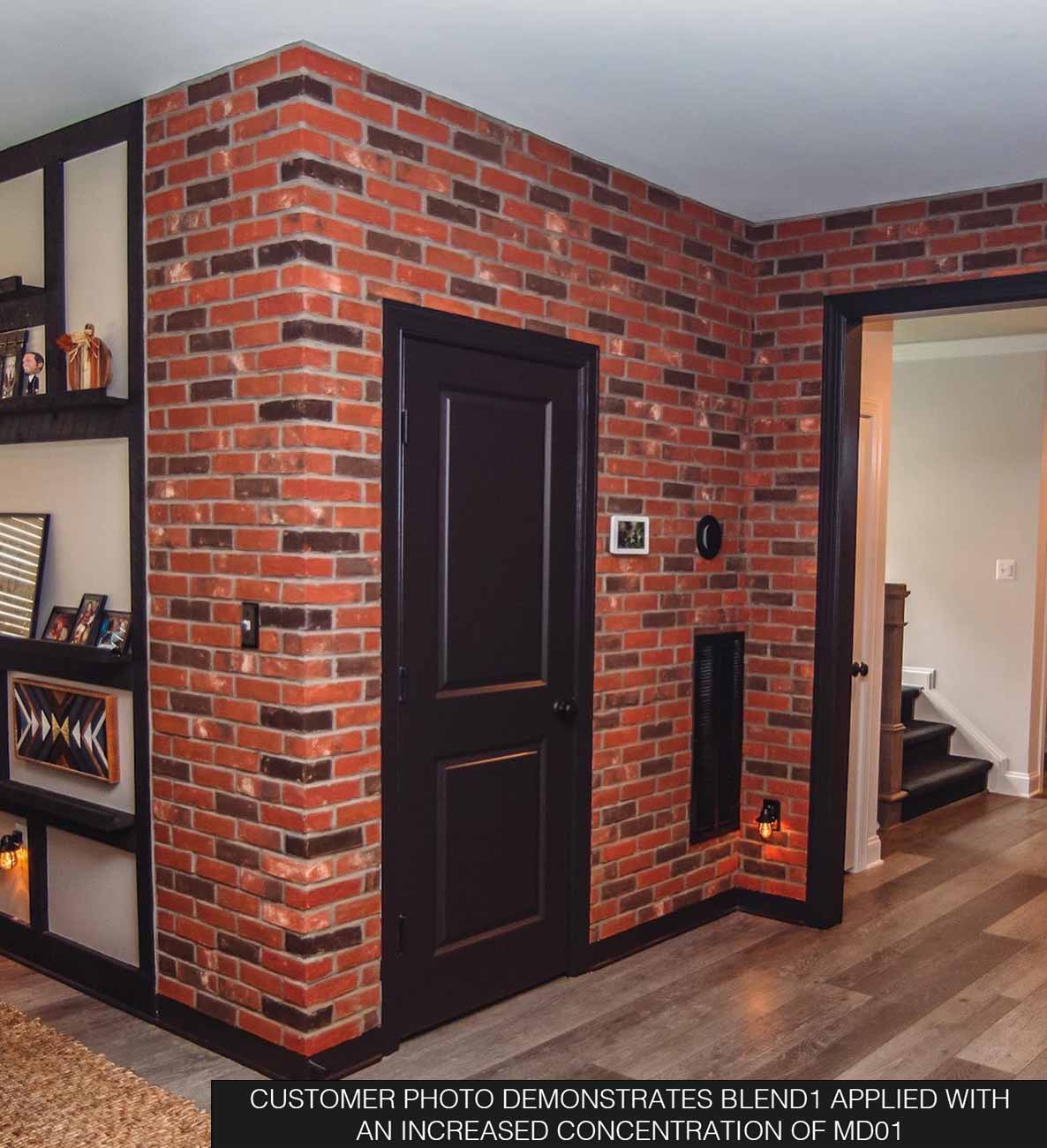Blend 1 (Modular Thin Brick Veneer). Unique Blend of Four Distinct Textures and Colors for a Rich, Layered Finish.
