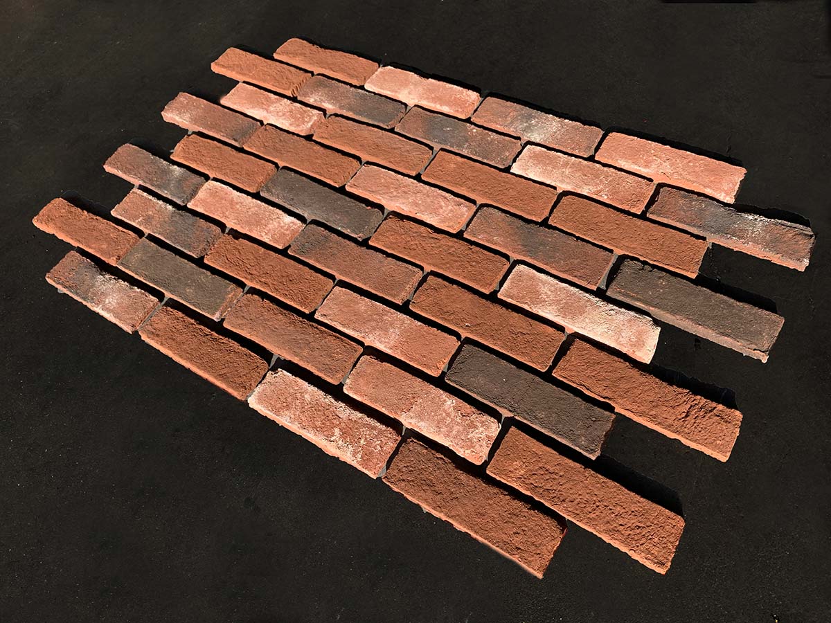 Blend 1 (Modular Thin Brick Veneer). Unique Blend of Four Distinct Textures and Colors for a Rich, Layered Finish.