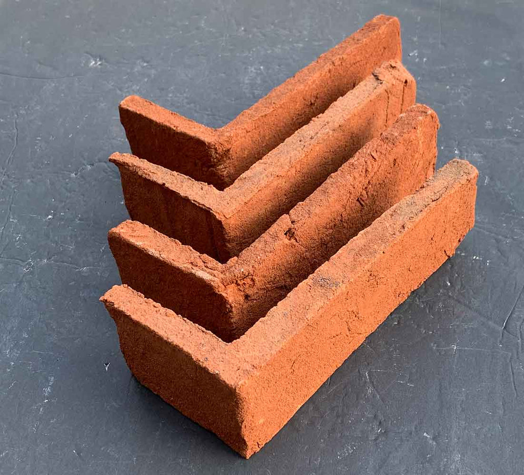 Old Red - MR02. Natural Red Brick Veneer. Vintage Look with Distressed Finish. Half-inch Thickness.