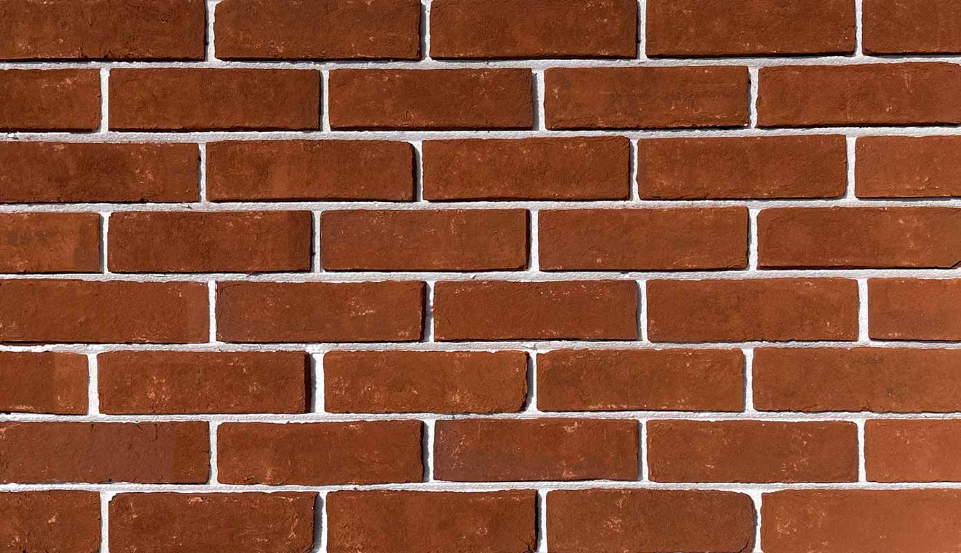 Old Red - MR02. Natural Red Brick Veneer. Vintage Look with Distressed Finish. Half-inch Thickness.