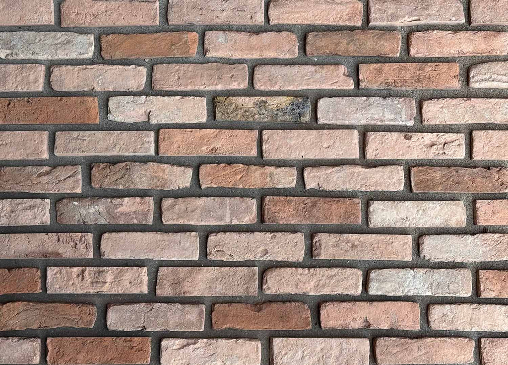 Real Reclaimed Thin Brick Veneer - RCK02. Genuine Brick Slices from Historic Buildings. Warm Tan & Orange Blend With Random Tones.