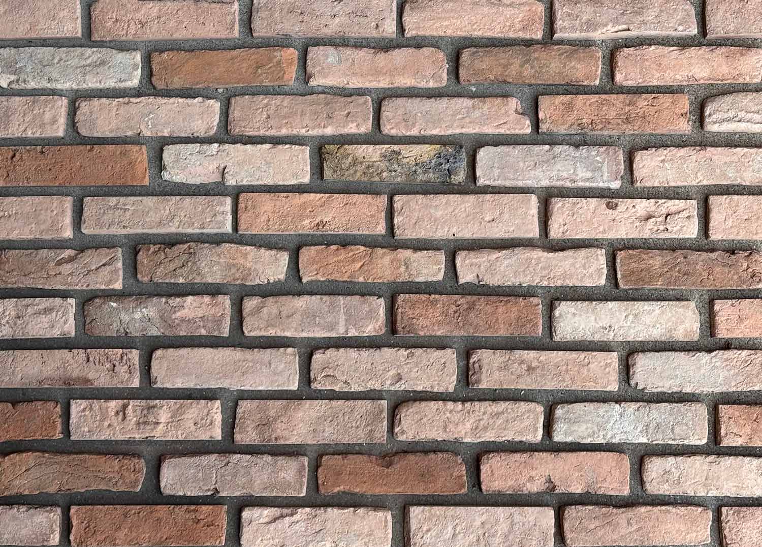 Real Reclaimed Thin Brick Veneer - RCK02. Genuine Brick Slices from Historic Buildings. Warm Tan & Orange Blend With Random Tones.