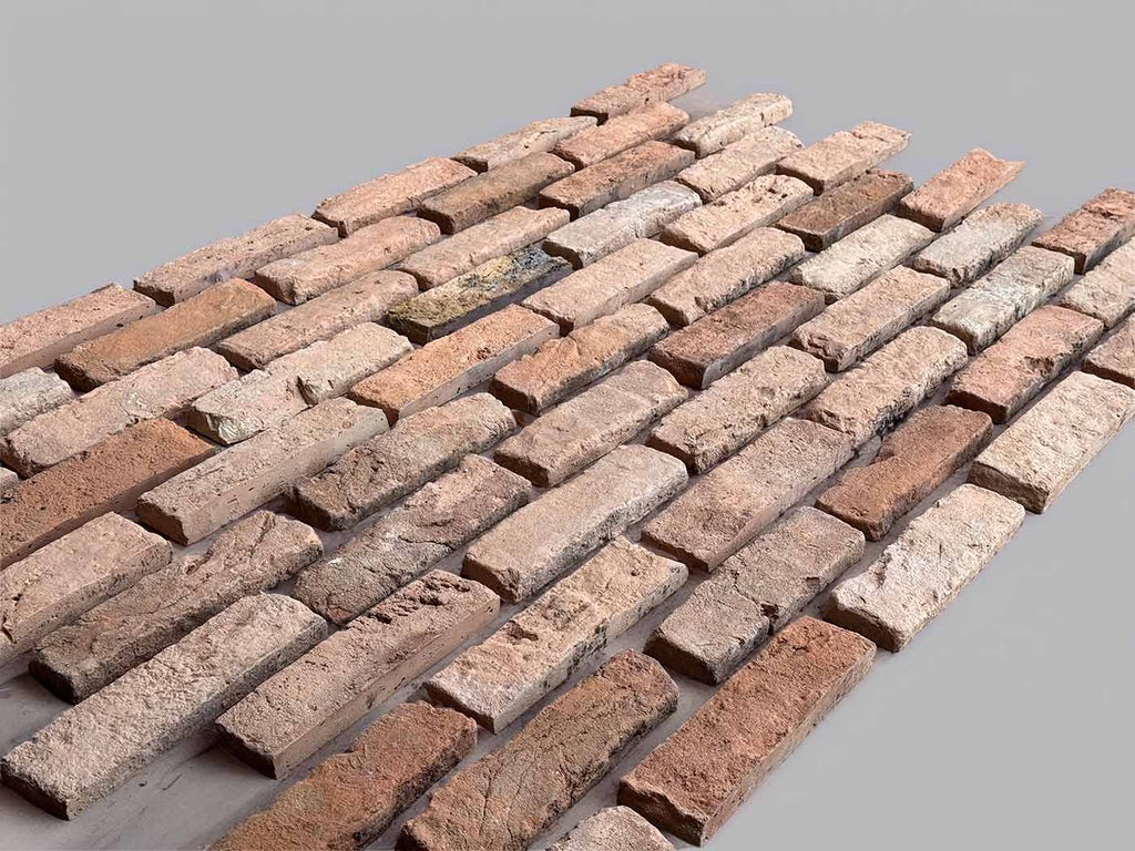 Real Reclaimed Thin Brick Veneer - RCK02. Genuine Brick Slices from Historic Buildings. Warm Tan & Orange Blend With Random Tones.