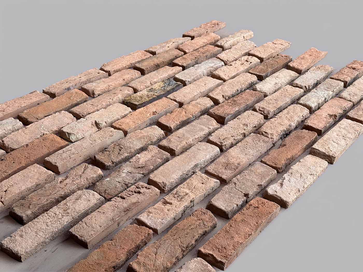 Real Reclaimed Thin Brick Veneer - RCK02. Genuine Brick Slices from Historic Buildings. Warm Tan & Orange Blend With Random Tones.