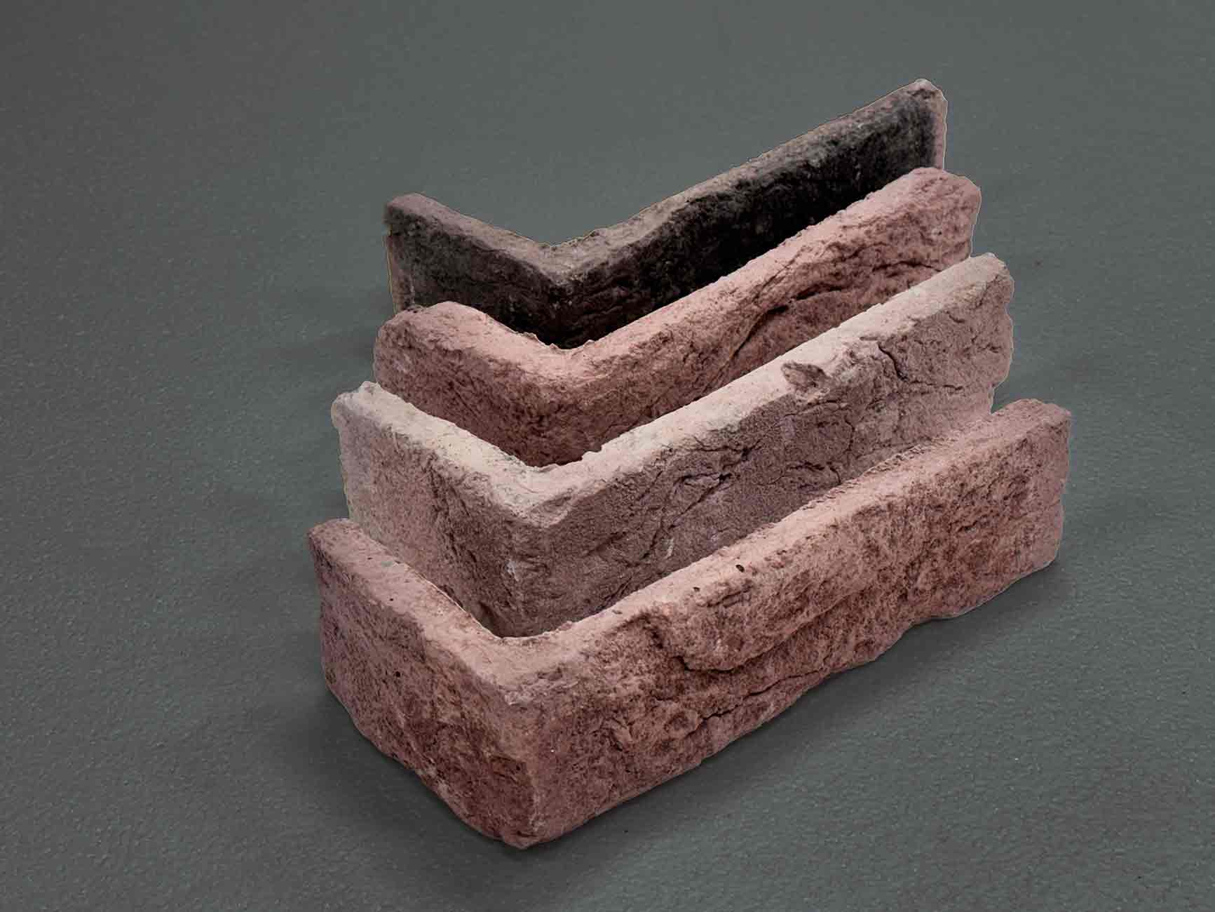 Windy Brick 1108. Best-Selling Thin Brick Veneer. Stunning Variety of Pinkish Tones. Tumbled Edges. Half-Inch in Thickness.