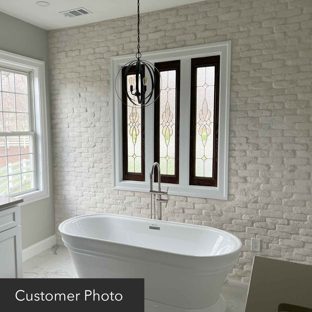 Windy Brick 1101. White Thin Brick Veneer. Handcrafted Look with Tumbled Edges. Half-Inch Thickness.