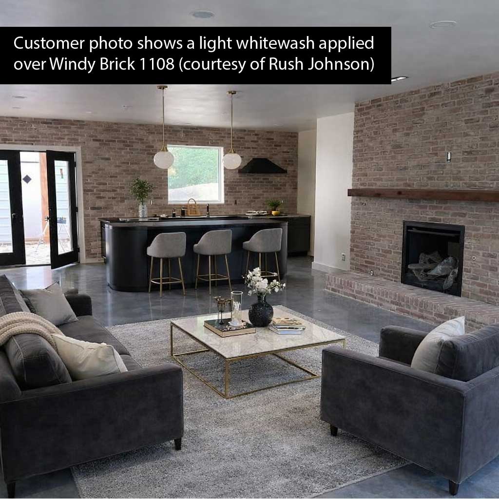 Windy Brick 1108. Best-Selling Thin Brick Veneer. Stunning Variety of Pinkish Tones. Tumbled Edges. Half-Inch in Thickness.