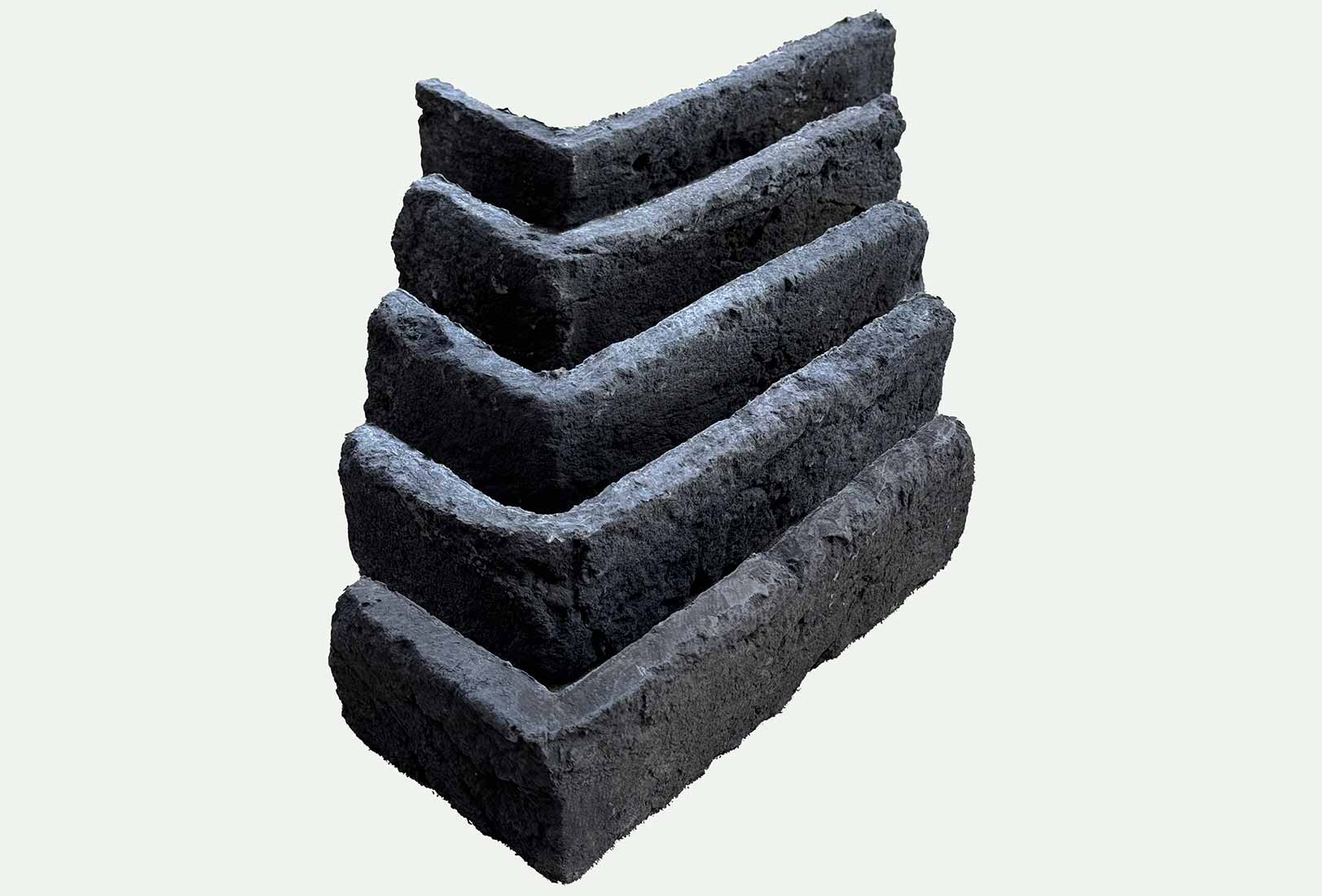 Windy Brick 2817. Dark Gray / Black Thin Brick Veneer. 1/2″ Thickness. Rugged Texture with Weathered Appeal.