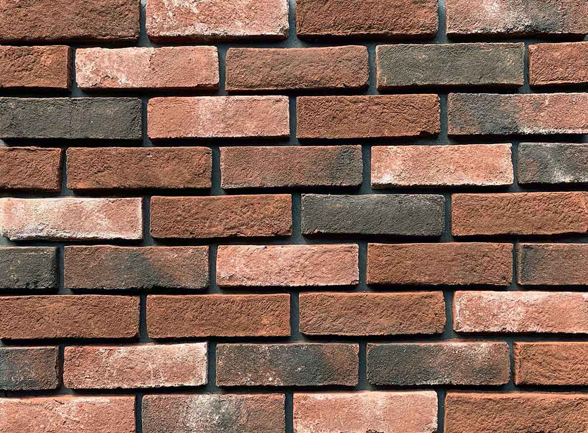 Blend 1 (Modular Thin Brick Veneer). Unique Blend of Four Distinct Textures and Colors for a Rich, Layered Finish.